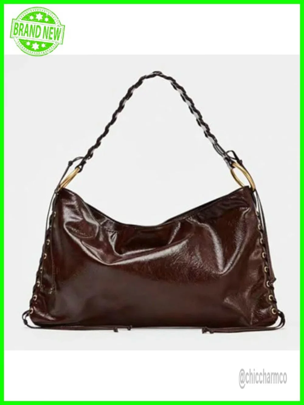 Slouchy PU Leather Crescent Hobo Bag Crossbody Purse Shoulder Tote